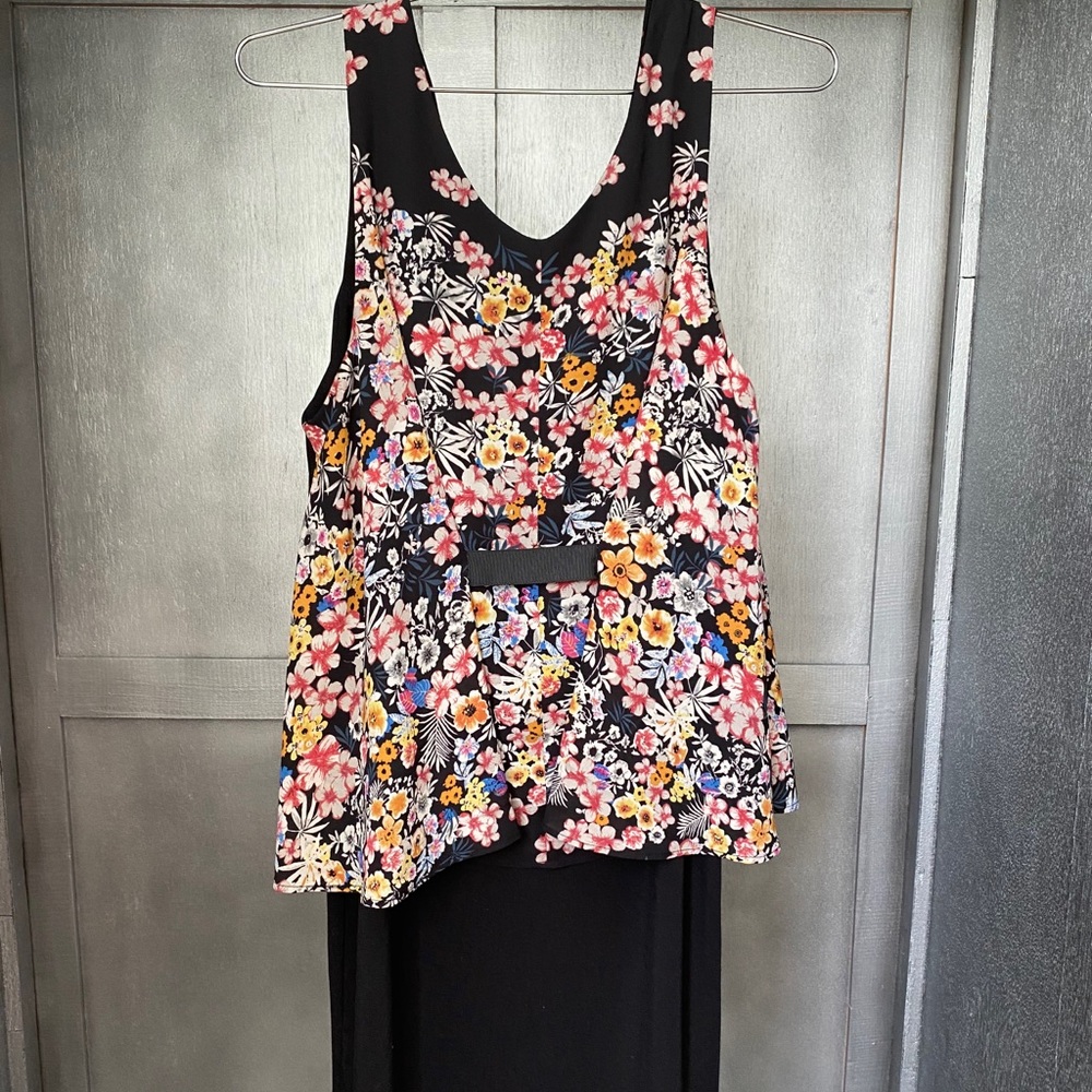 Knee Length  Flower and Black  Dress
